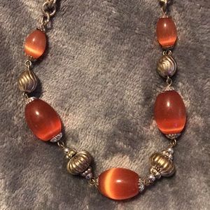 Necklace  orange swirl bead. Vintage choker style